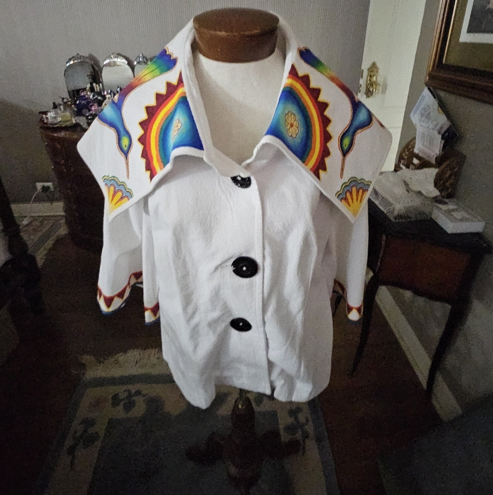 Womens Custom Made Top In San Miguel De Allende with Colorful Rainbow Collar